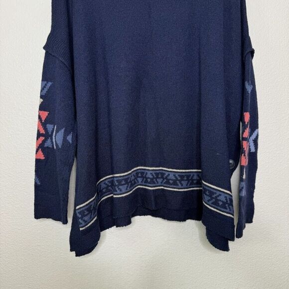 J. Jill Sweater XS Southwestern Aztec Pullover Knit Poncho Long Sleeve Relax - Picture 12 of 13